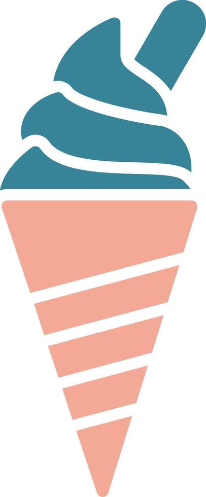 icono de dos colores de glifo de helado vector