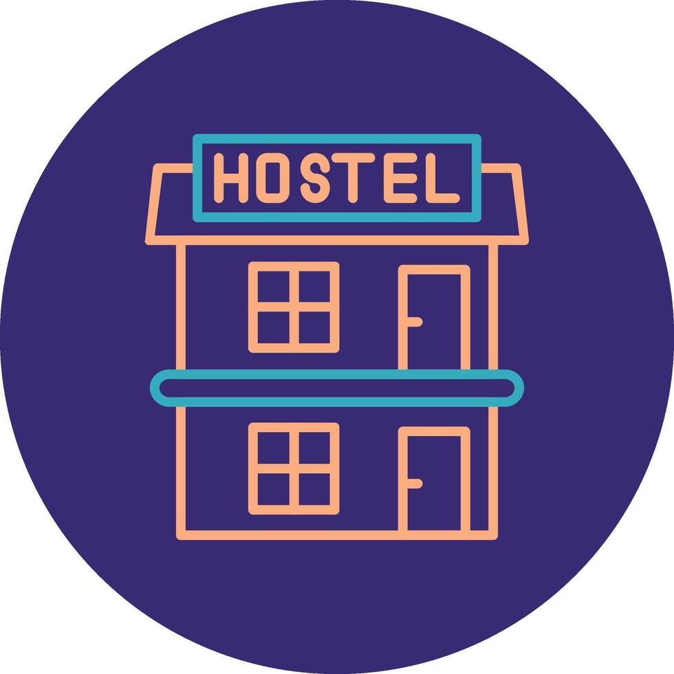 Hostel Line Two Color Circle Icon vector