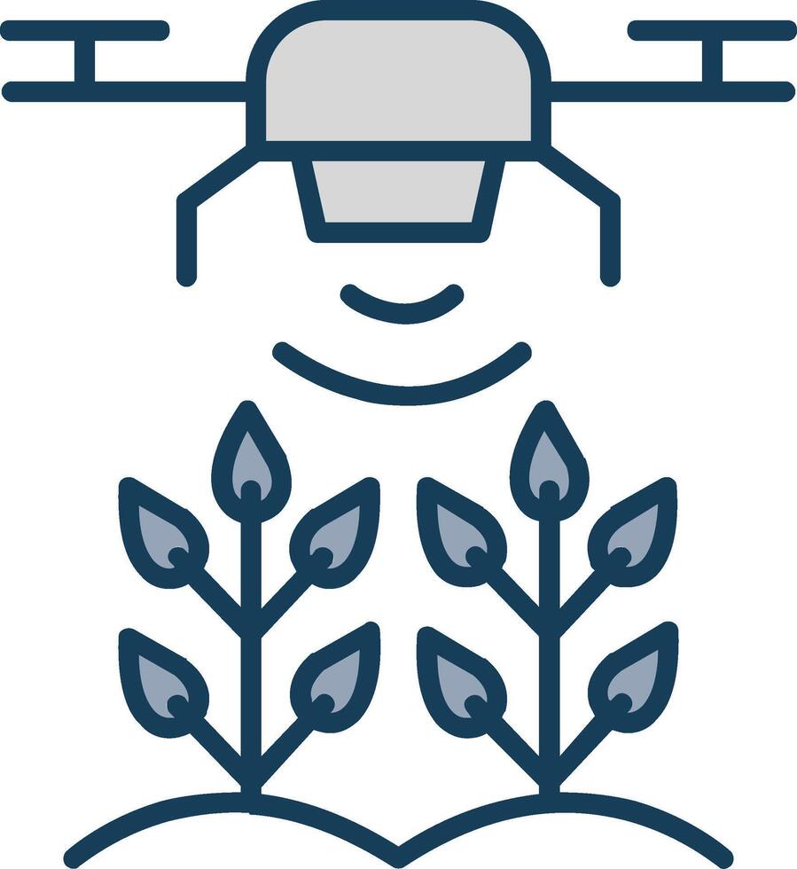Agricultural Drones Line Filled Grey Icon vector