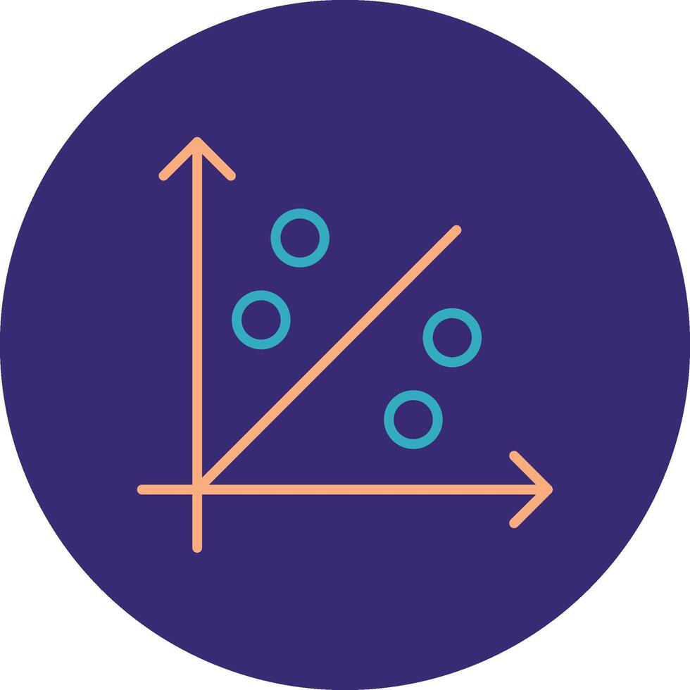 Scatter Graph Line Two Color Circle Icon vector