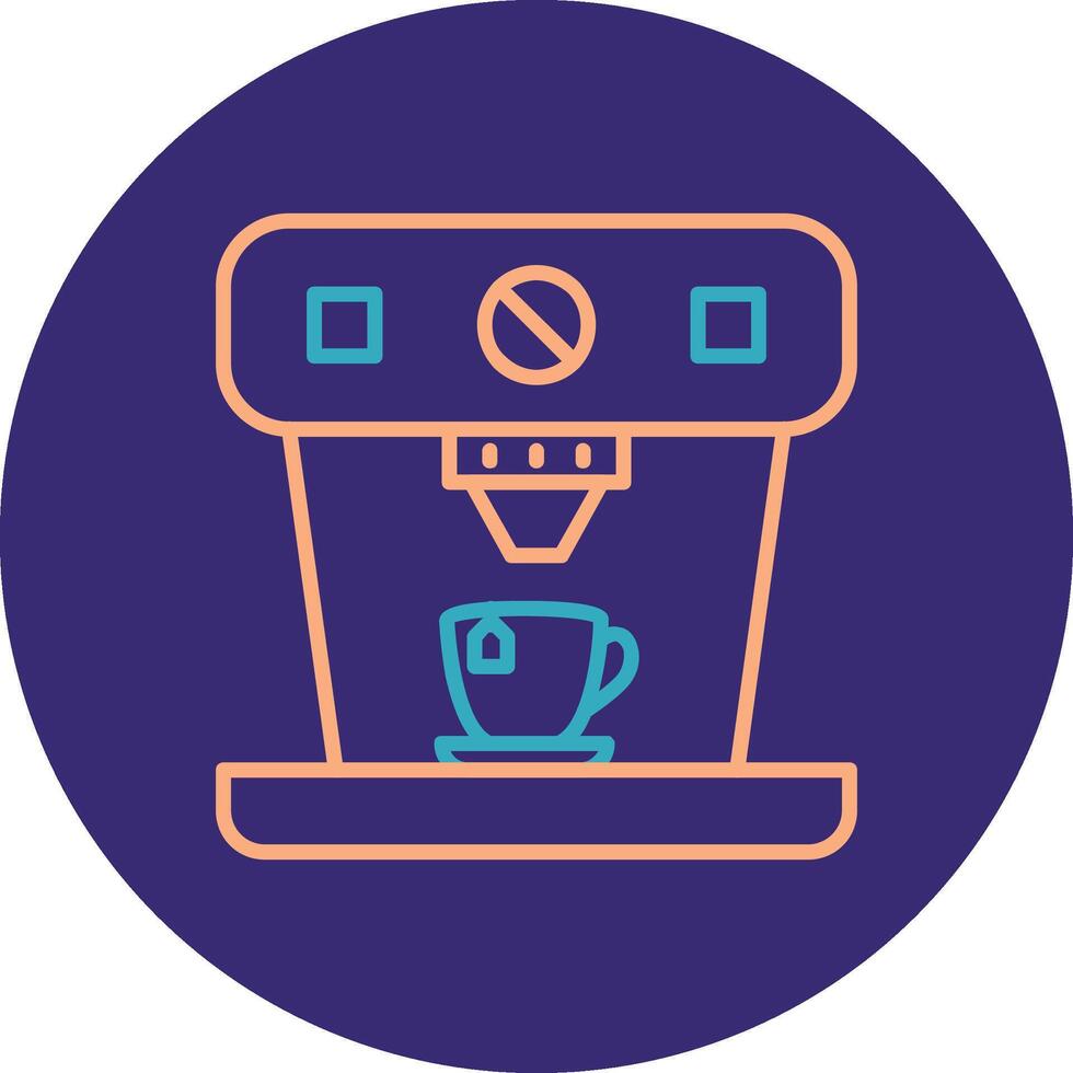Coffee Machine Line Two Color Circle Icon vector
