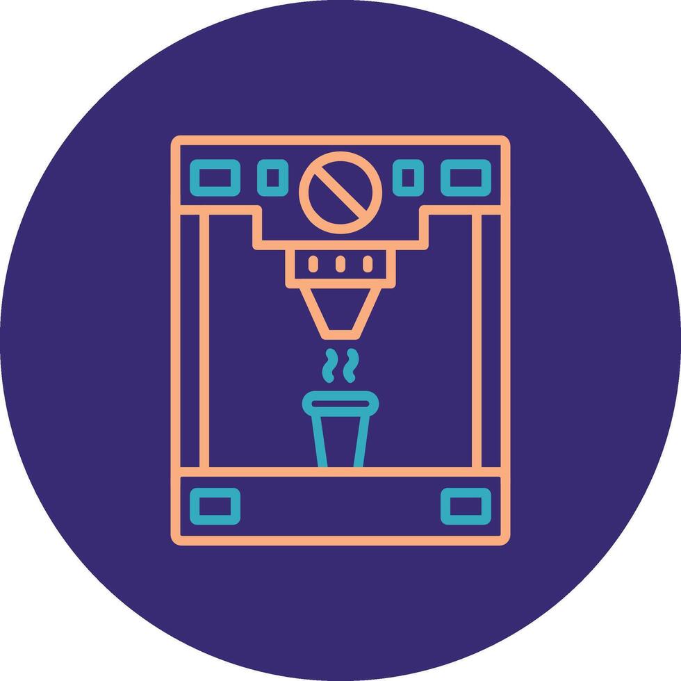 Coffee Machine Line Two Color Circle Icon vector