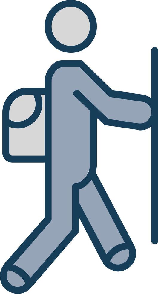 Hiker Line Filled Grey Icon vector