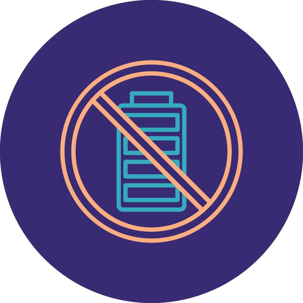 Empty Battery Line Two Color Circle Icon vector