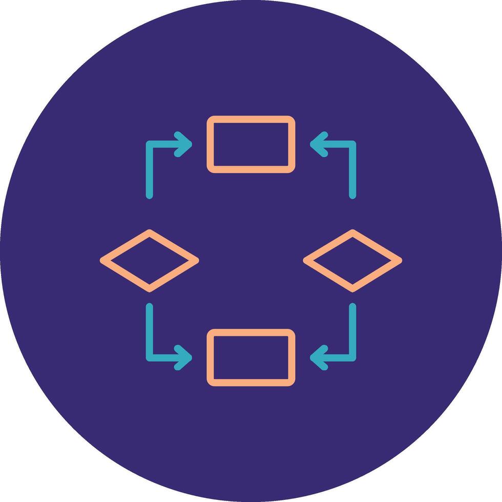 Algorithm Line Two Color Circle Icon vector