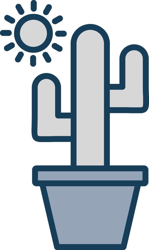 Cactus Line Filled Grey Icon vector