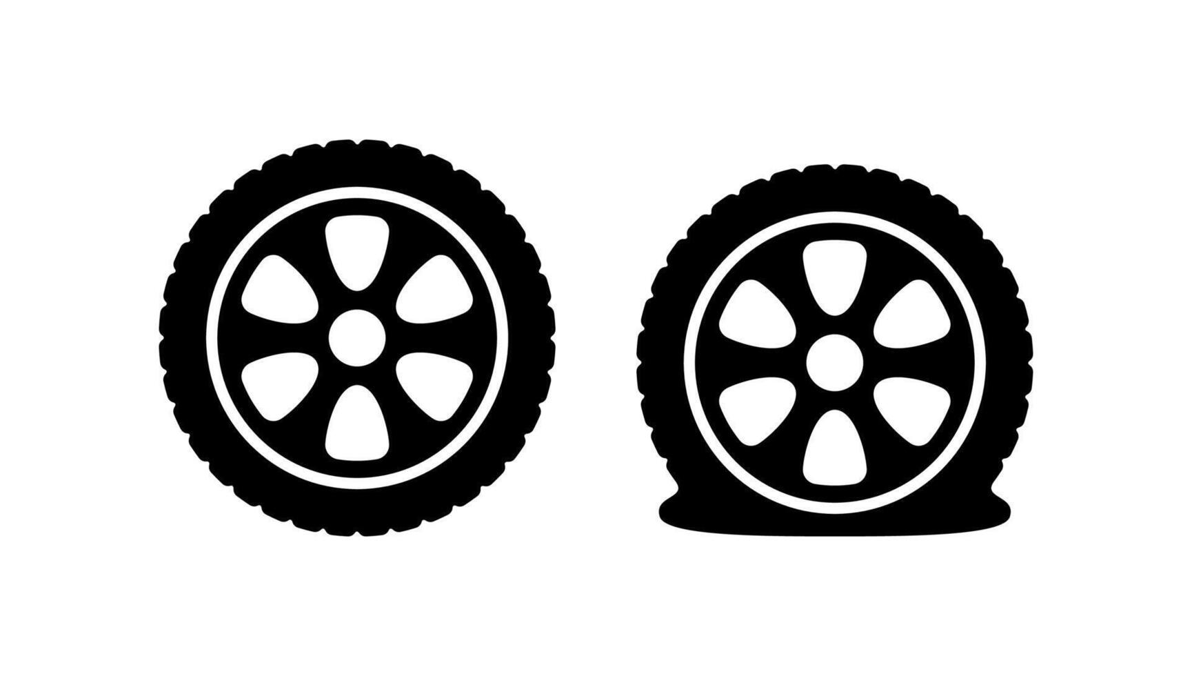 Flat tire icon isolated on white background. vector