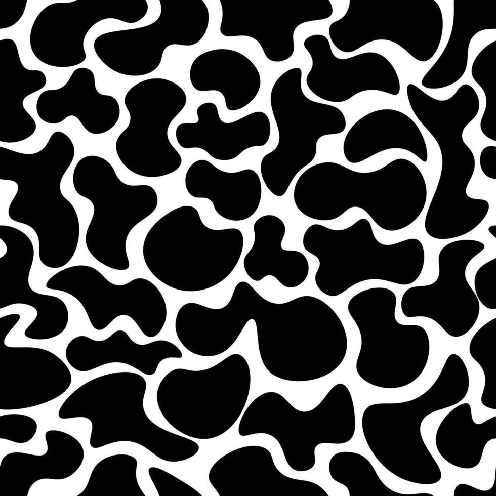 Black and white animal skin texture background. Cow seamless pattern. vector