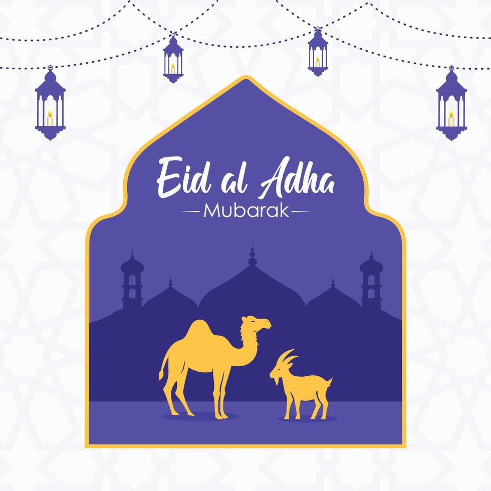 Eid al Adha Mubarak Islamic background with mosque illustration vector