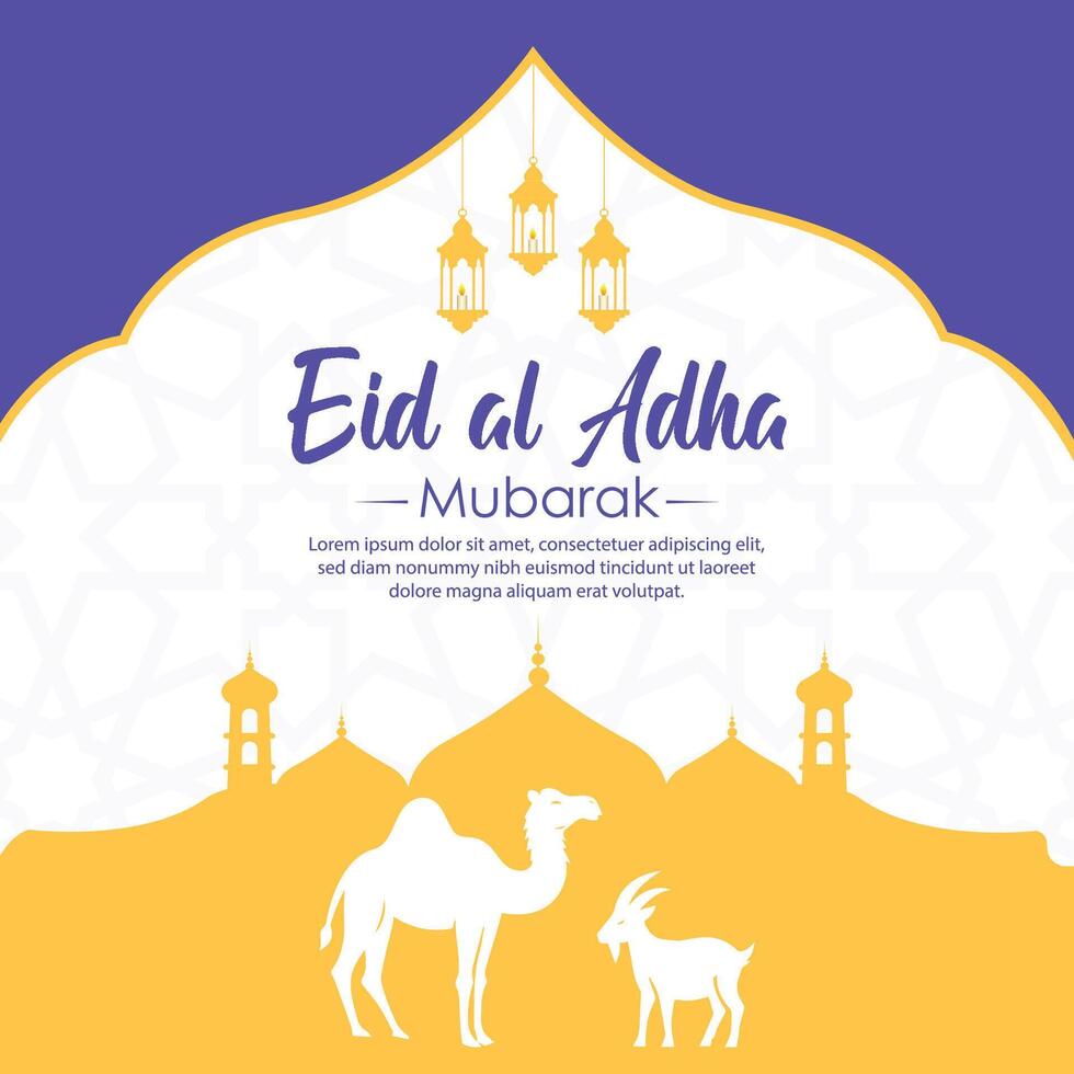 Eid al Adha Mubarak Islamic greeting card background vector