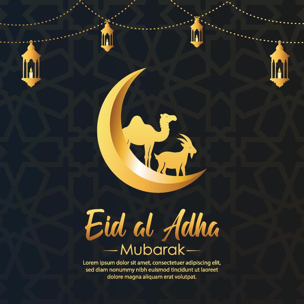 Eid al Adha Mubarak Islamic background with mosque illustration vector