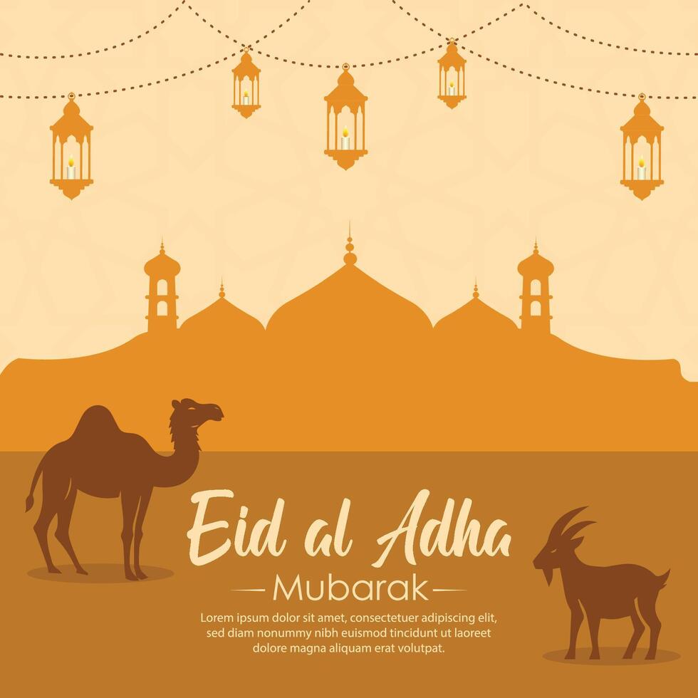 Eid al Adha Mubarak Islamic greeting card background vector