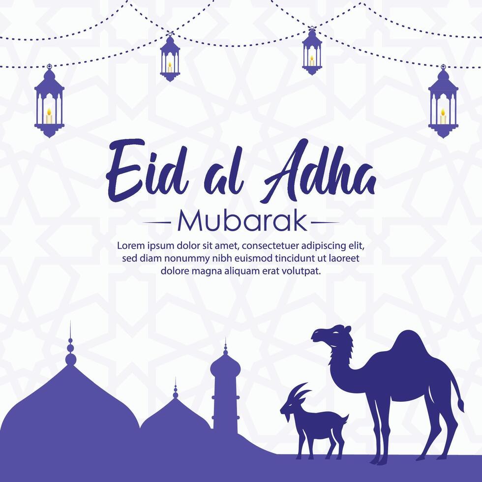 Eid al Adha Mubarak Islamic greeting card background vector