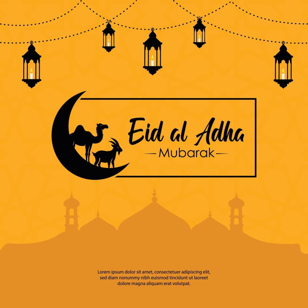 Eid al Adha Mubarak Islamic greeting card background vector