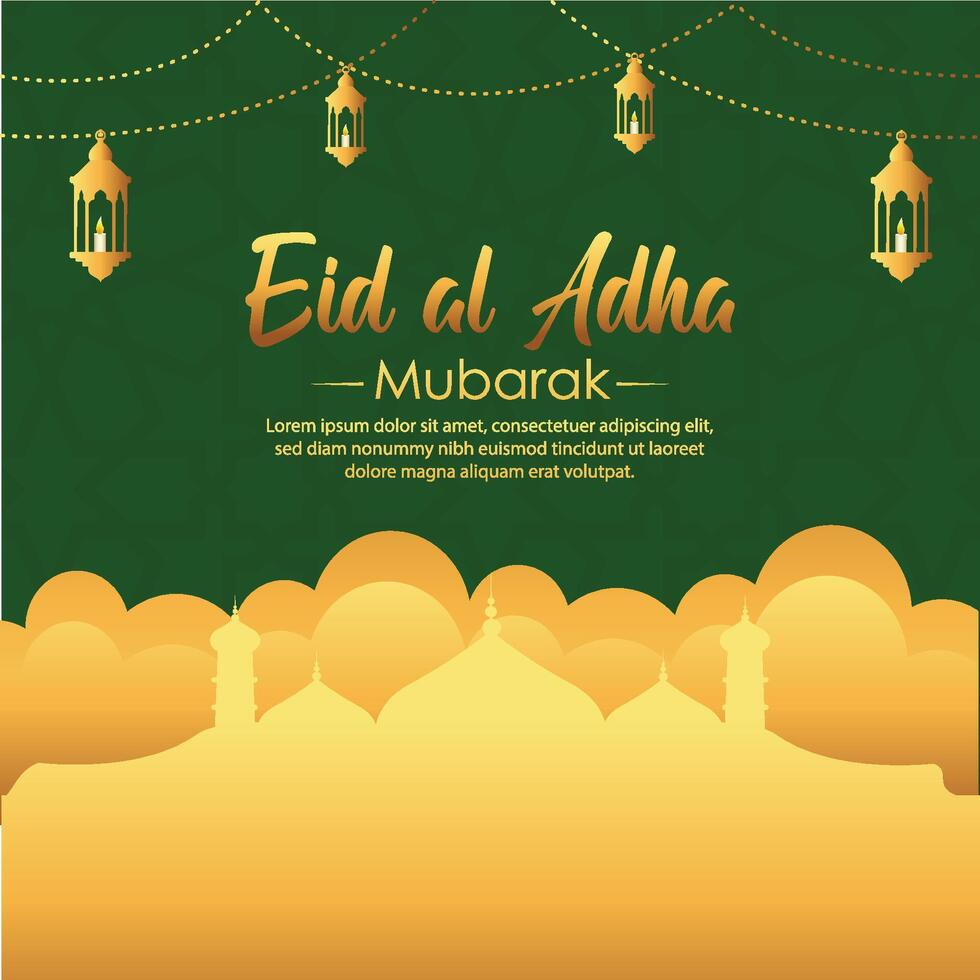 Eid al Adha Mubarak Islamic greeting card background vector