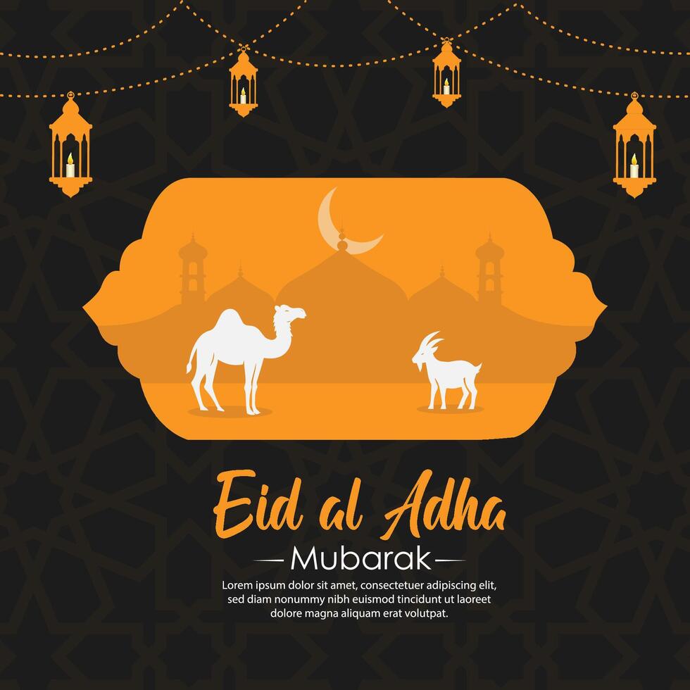 Eid al Adha Mubarak Islamic background with mosque illustration vector