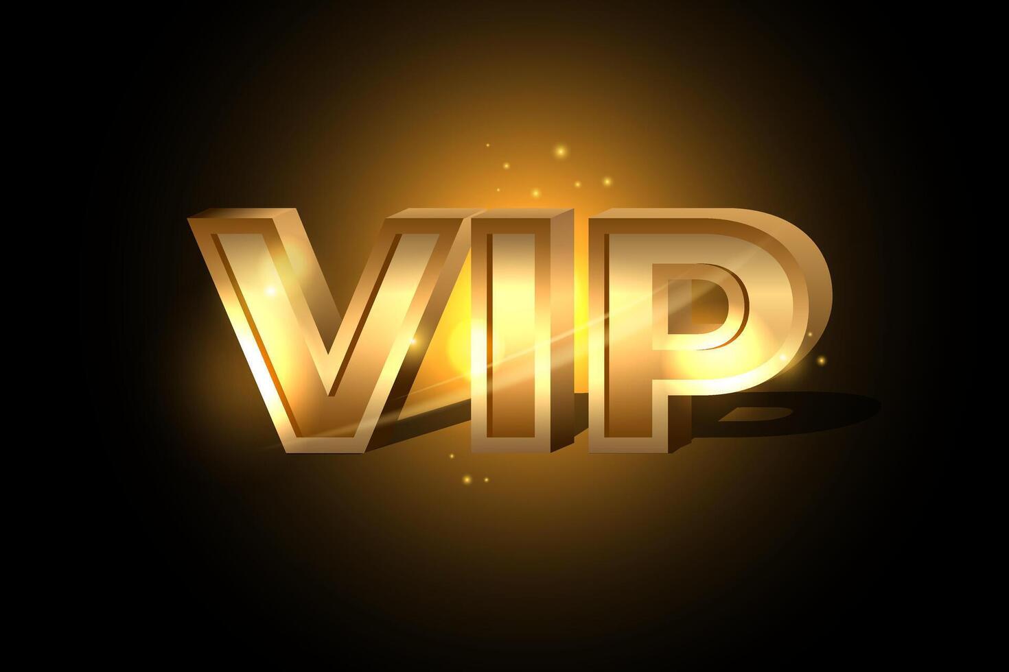 Luxury golden VIP text. Shiny very important person 3D inscription. Glittering gold premium VIP card. Glowing sign of exclusivity vector