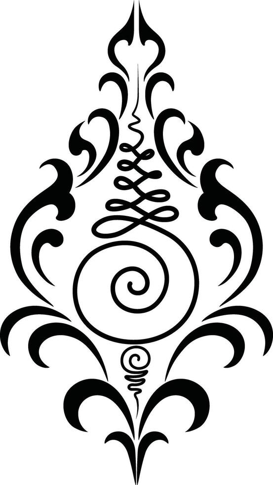 Unalome of Silhouette Decoration with Thai Art Pattern in a Religious Setting Buddhist and Hindu art and Ornament are Beautiful Examples of Traditional Asian Culture vector