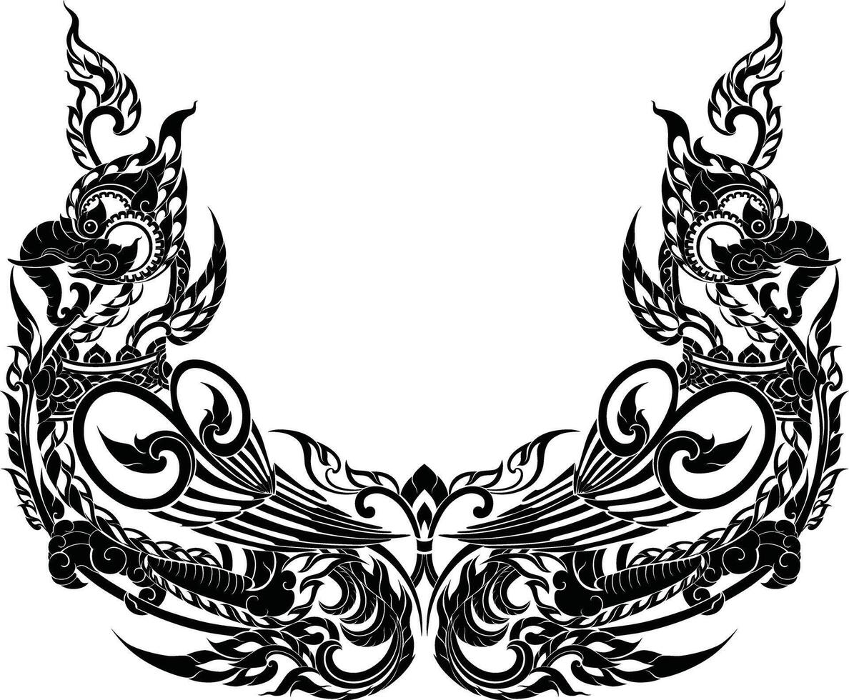 Thai Patterns in Silhouette Style for Decoration vector