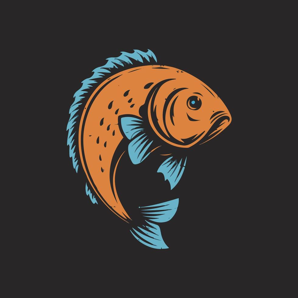 fish draw for t shirt design vector