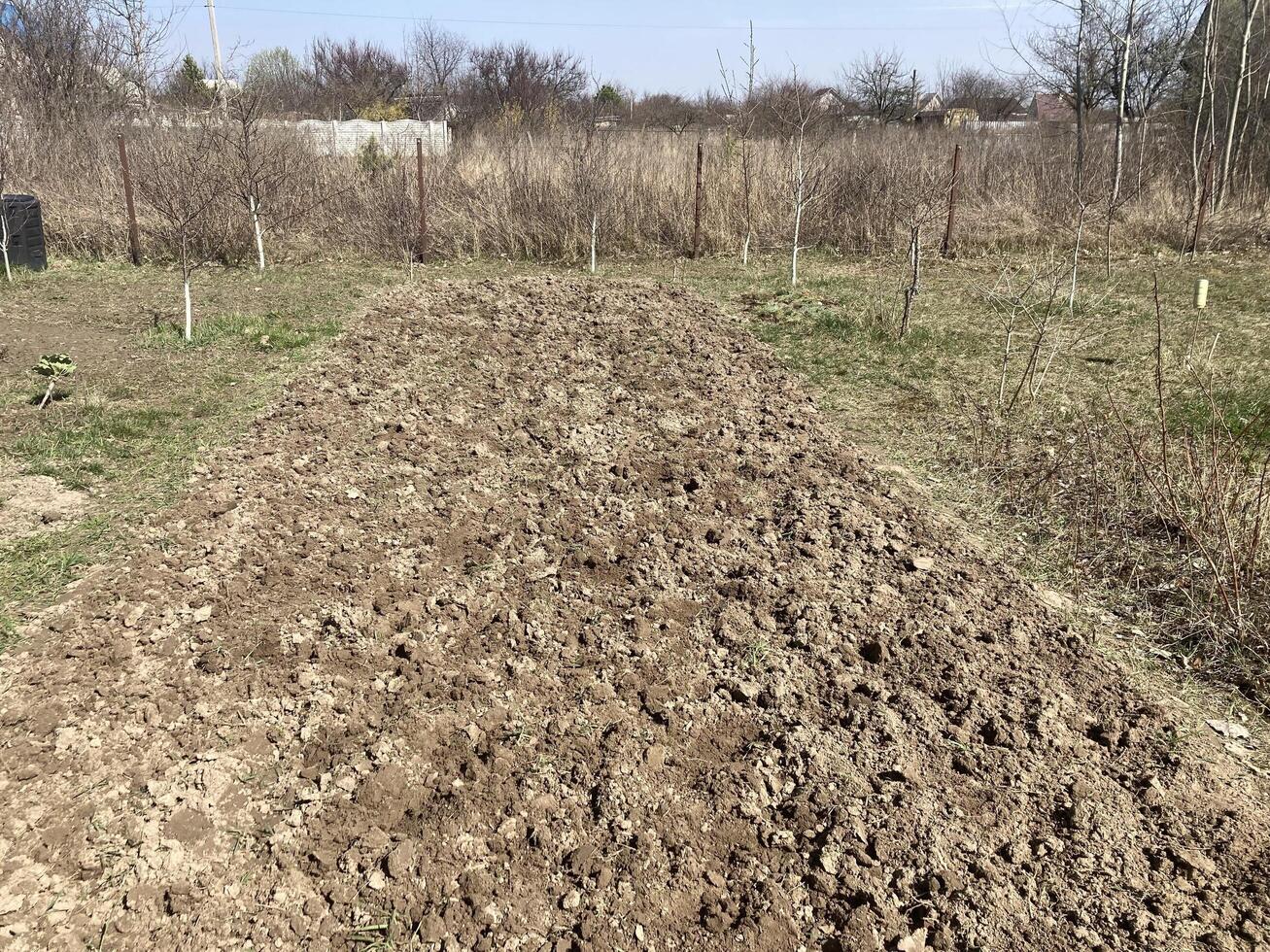 Soil processed by a plow in spring photo