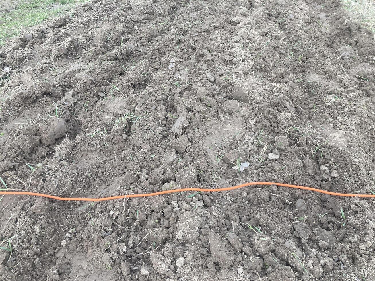 Soil processed by a plow in spring photo
