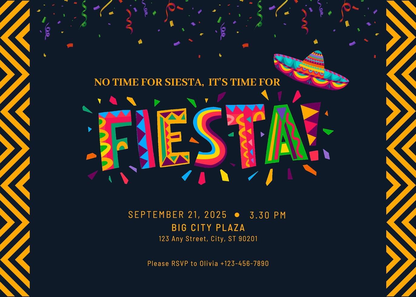 Colorful Illustration Fiesta Greeting Card Invitation template