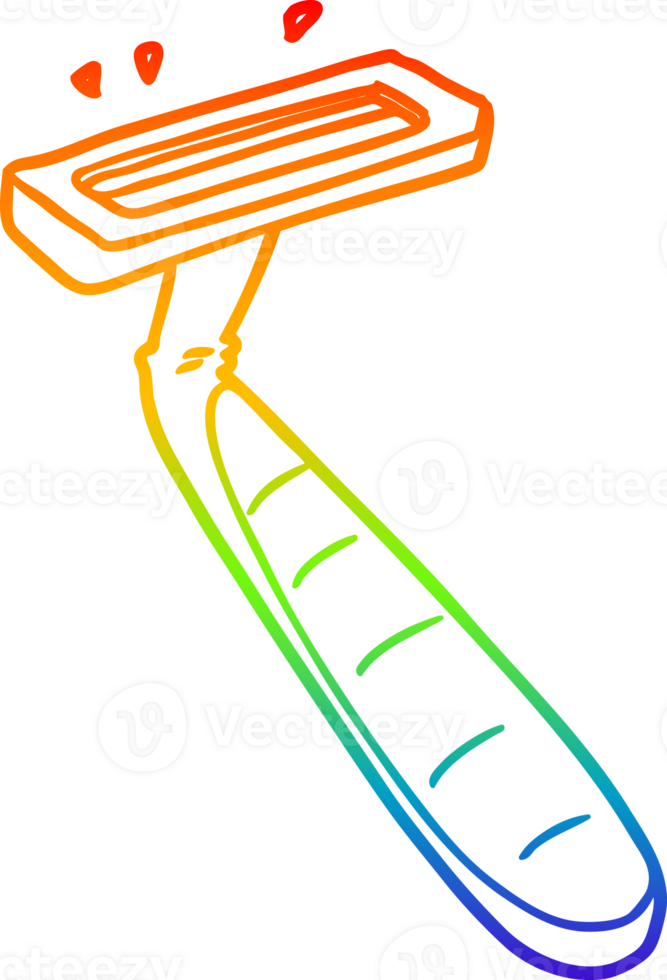 rainbow gradient line drawing of a cartoon disposable razor png