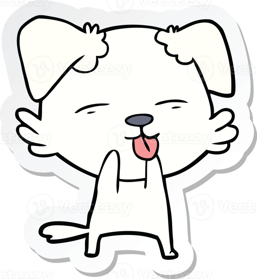 sticker of a cartoon dog sticking out tongue png
