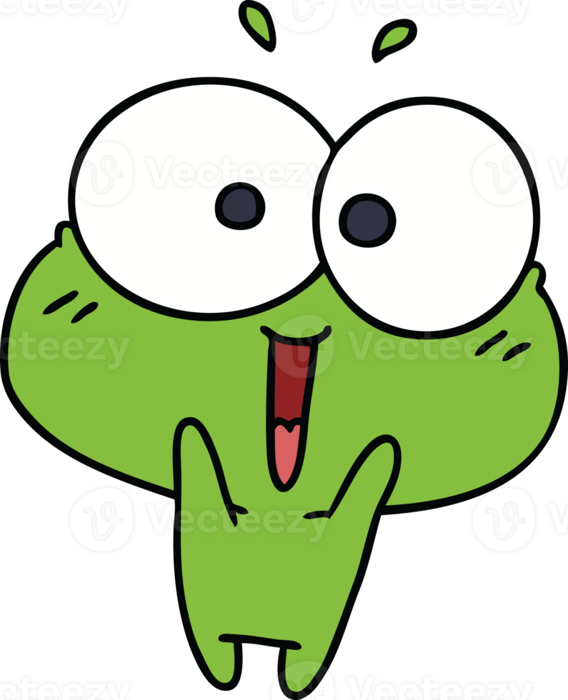cartoon illustration kawaii excited cute frog png