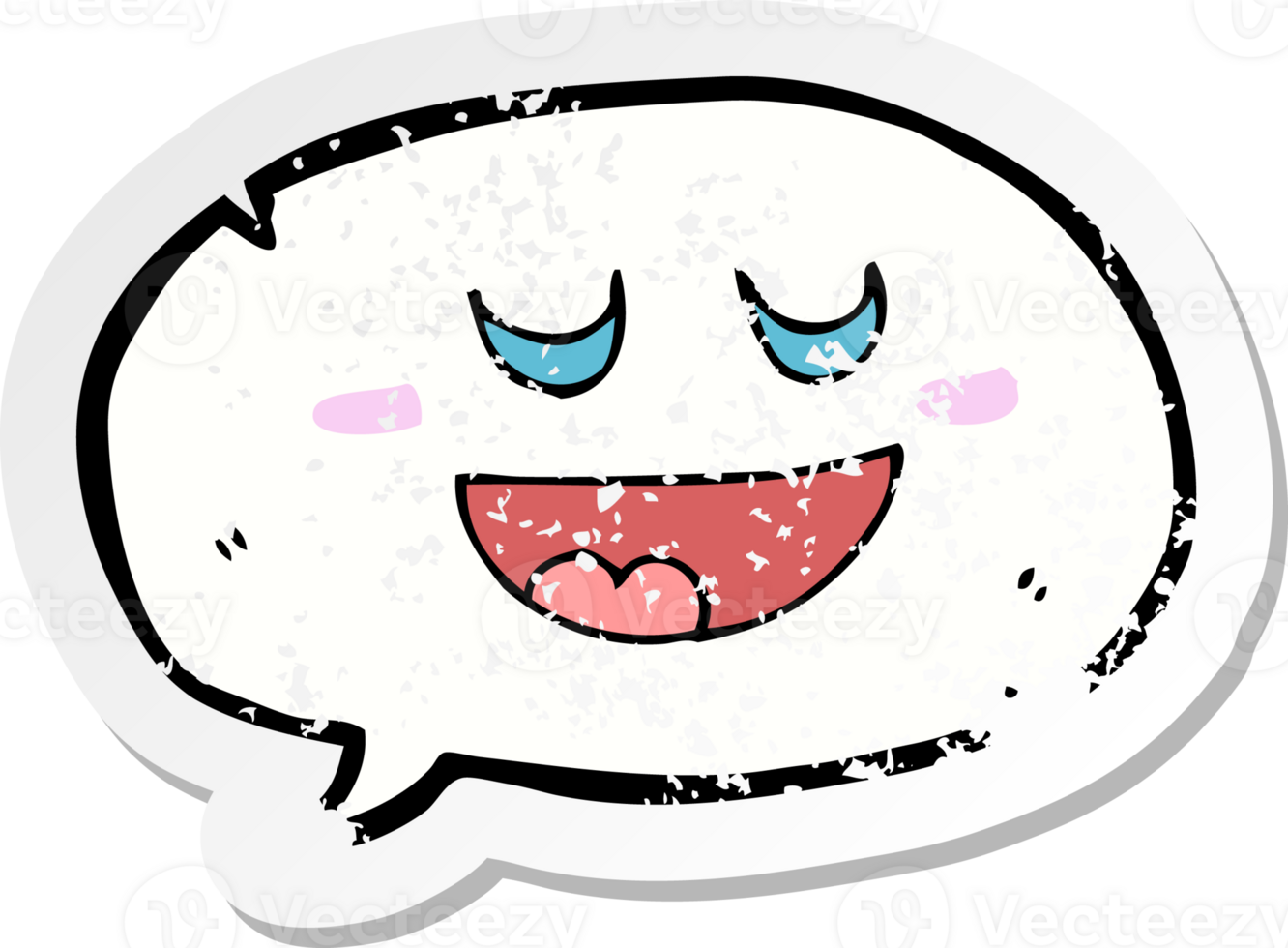 retro distressed sticker of a cute cartoon speech balloon png