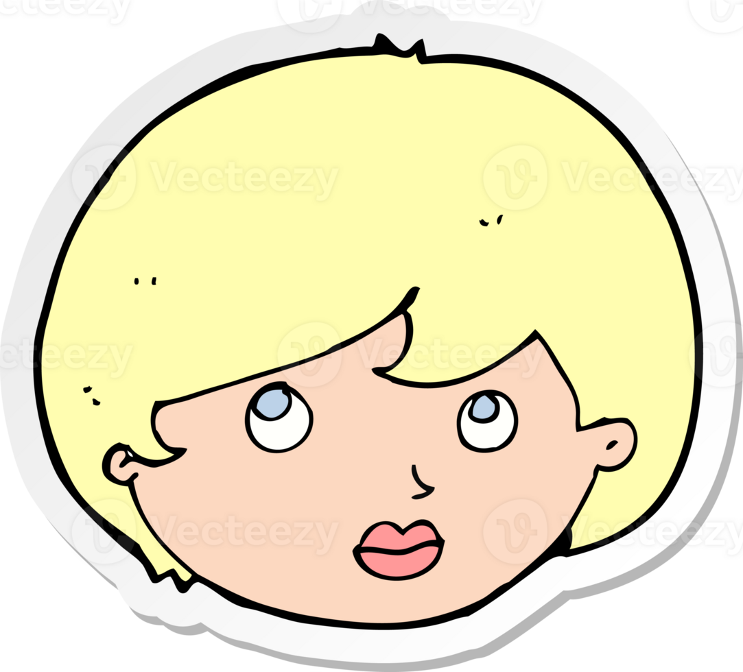 sticker of a cartoon female face looking upwards png