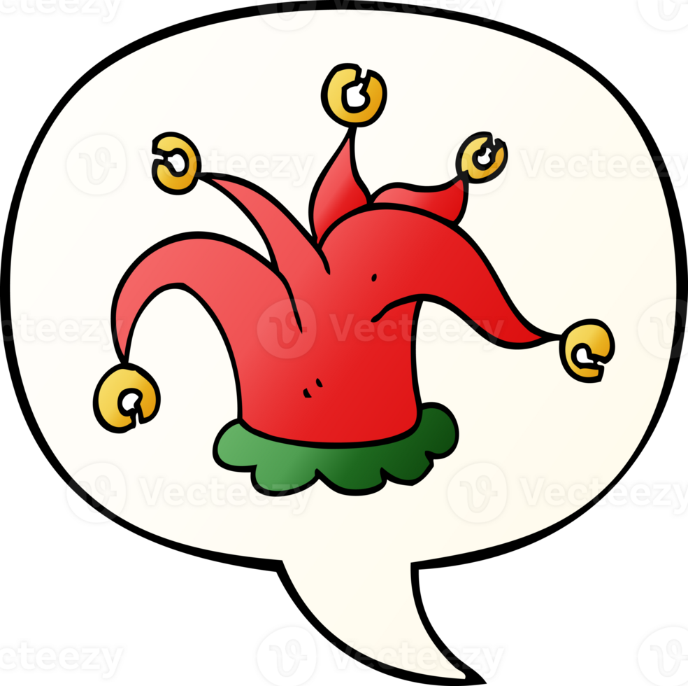 cartoon jester hat with speech bubble in smooth gradient style png