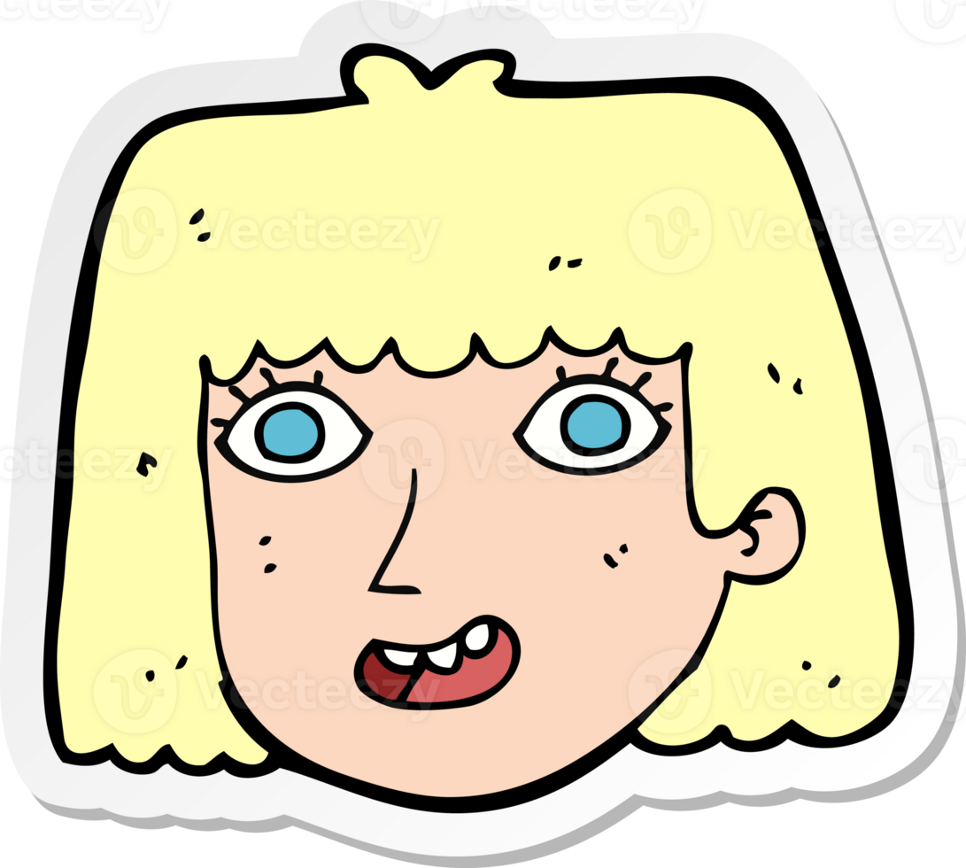 sticker of a cartoon happy female face png