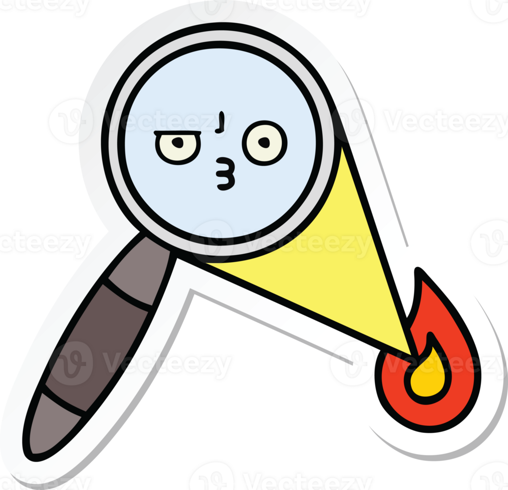sticker of a cute cartoon magnifying glass png
