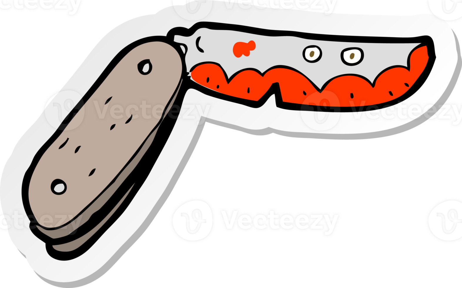 sticker of a cartoon bloody folding knife png