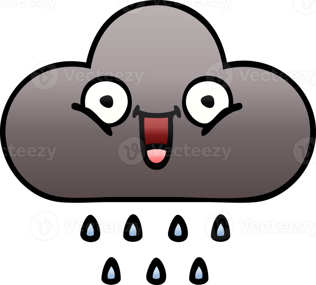 gradient shaded cartoon of a storm rain cloud png