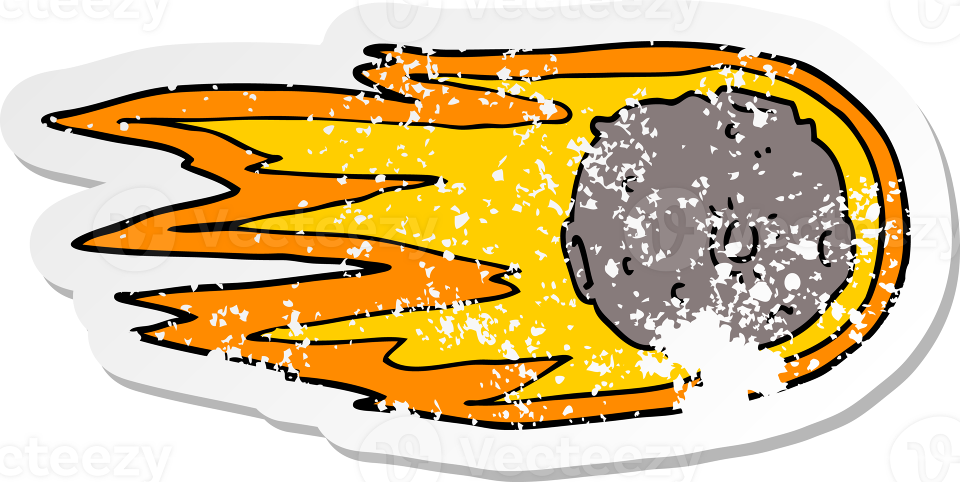distressed sticker of a cartoon comet png