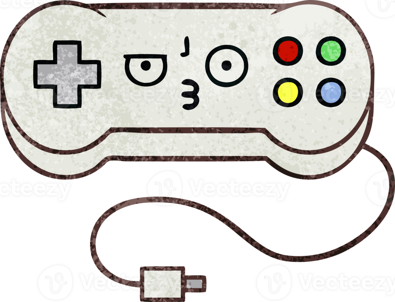 retro grunge texture cartoon of a game controller png