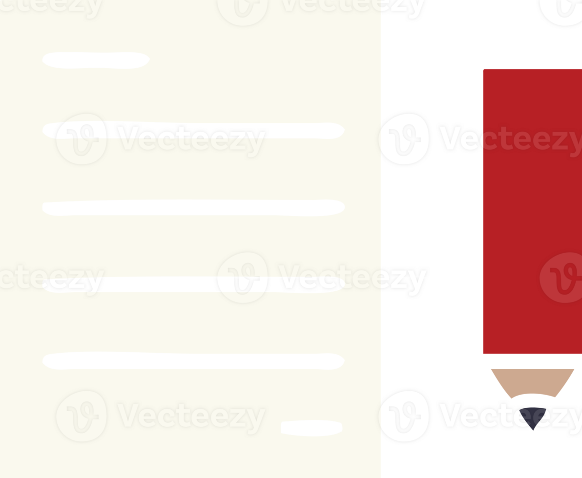 flat color retro cartoon of a pencil and paper png