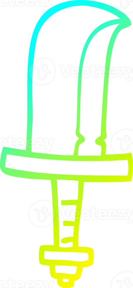 cold gradient line drawing of a cartoon golden sword png