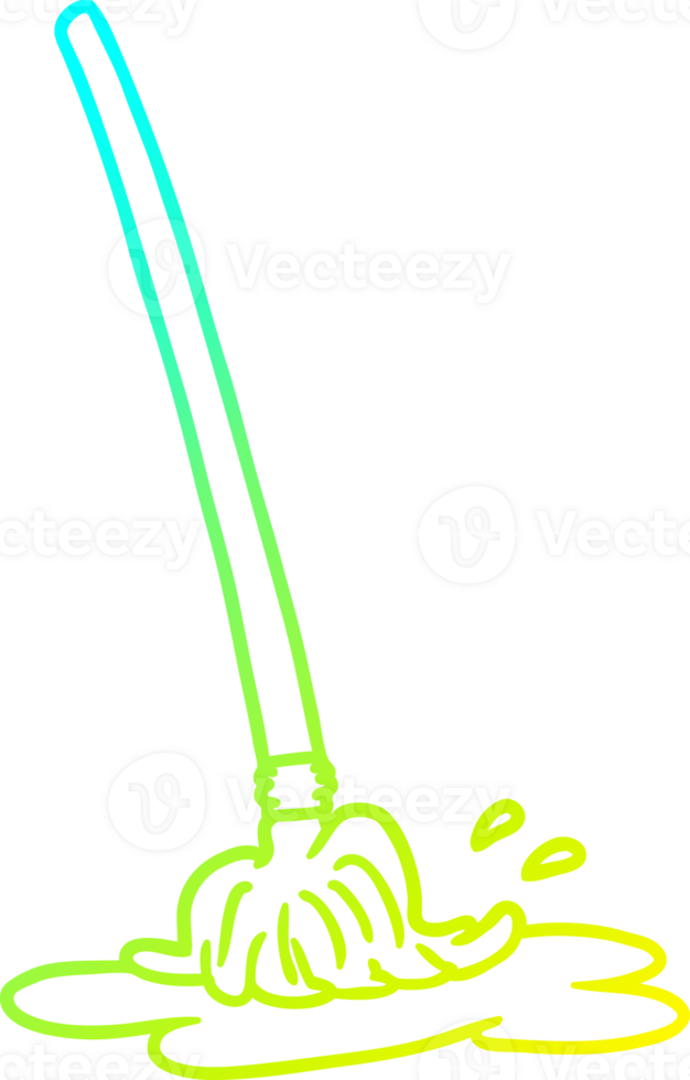 cold gradient line drawing of a wet cartoon mop png