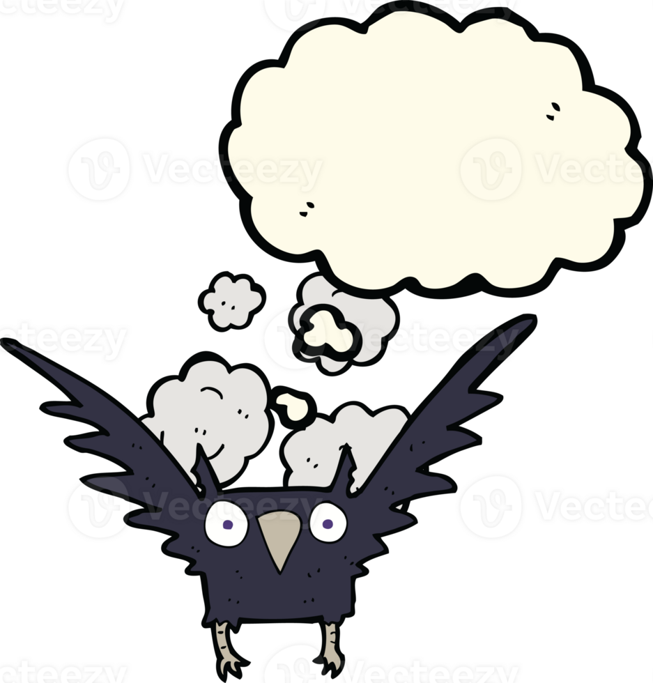 cartoon spooky bird with thought bubble png