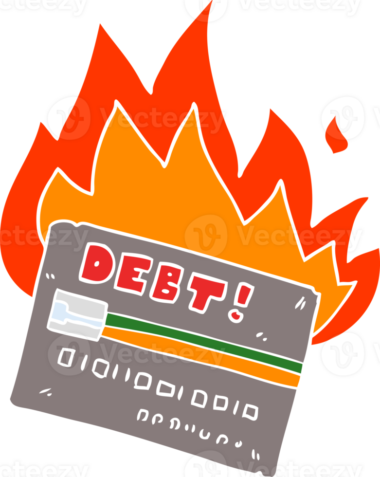 burning credit card flat color style cartoon png