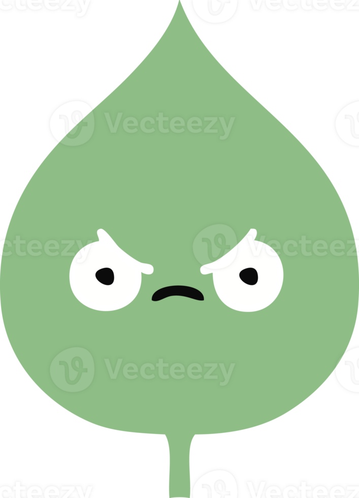 flat color retro cartoon of a expressional leaf png