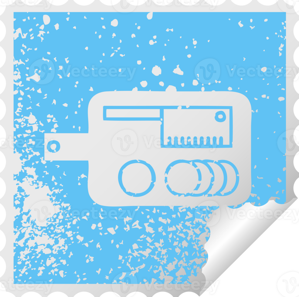 distressed square peeling sticker symbol of a meat chopping board png
