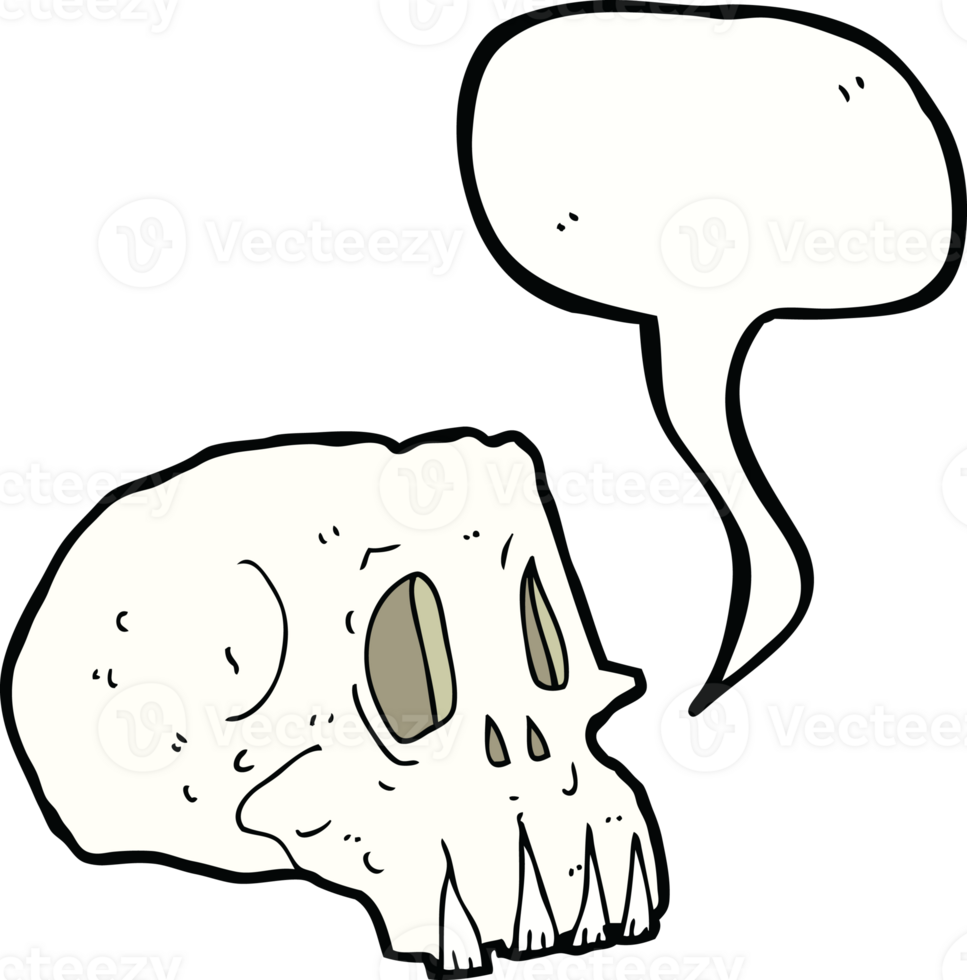 cartoon spooky skull with speech bubble png