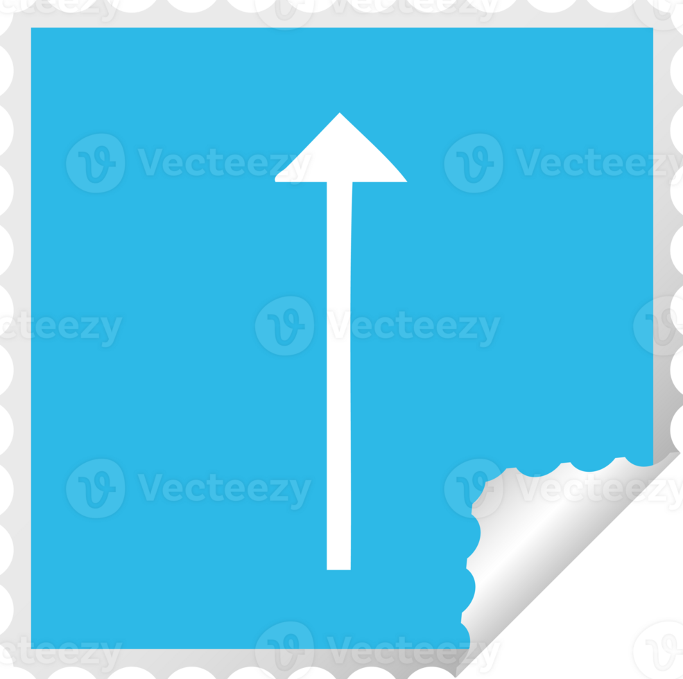 square peeling sticker cartoon of a long arrow symbol png