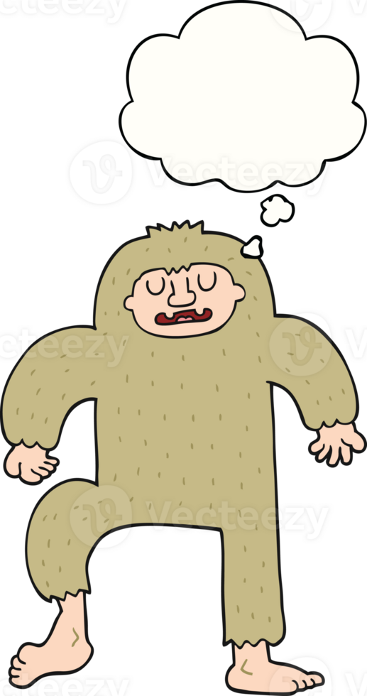 cartoon bigfoot with thought bubble png