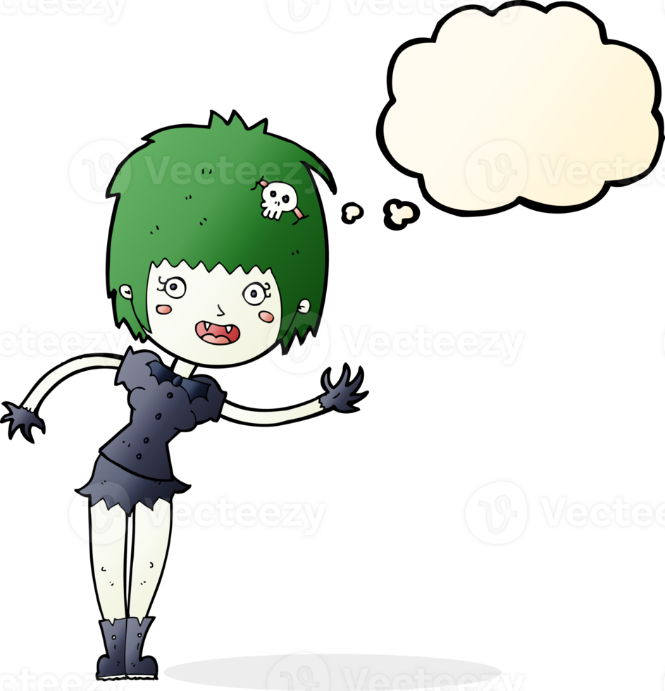 cartoon vampire girl with thought bubble png